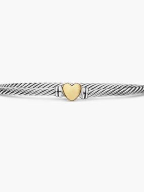 David Yurman Two-Tone Cable Bracelet with Gold Heart